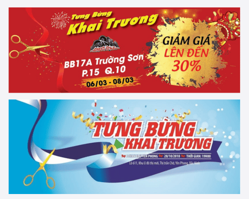 Thiết kế banner khai trương thu hút