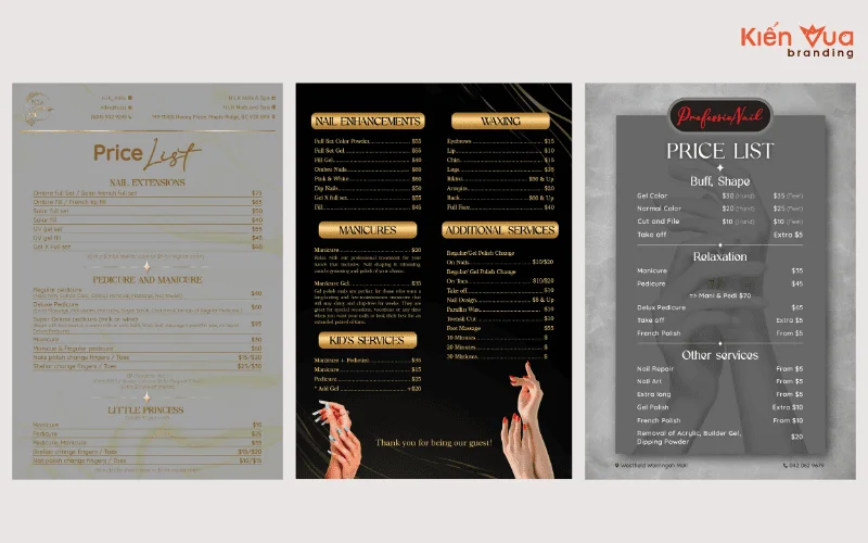 Mẫu thiết kế menu tại Kiến Vua Branding 