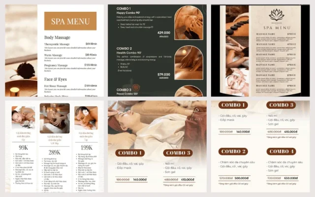 Mẫu spa menu