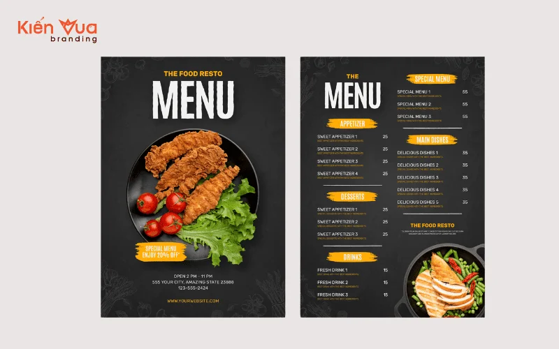 Mẫu menu nhà hàng dạng tờ rơi