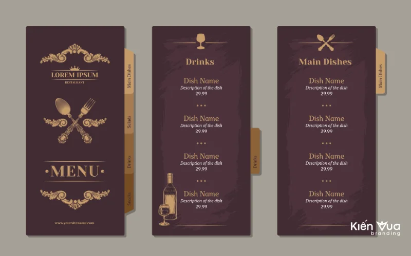 Mẫu Menu Nhà Hàng Fine Dining – Phong Cách Châu Âu Cổ Điển