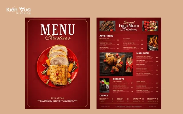 Menu nhà hàng sang trọng