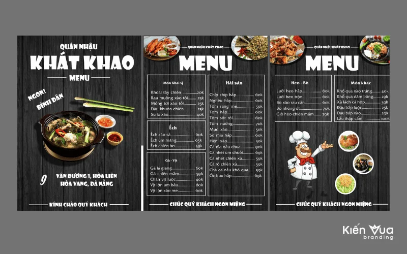 Mẫu thiết kế menu quán nhậu