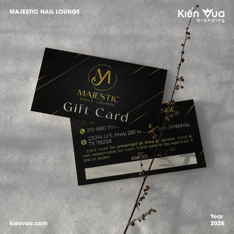 Mockup gift card cho logo Majestic